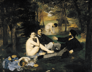 Edouard Manet: Colazione sull'erba (rappresenta uno dei primi passi verso l'arte moderna), 1862-1863, olio su tela, 208×264 cm., Musée d'Orsay, Parigi