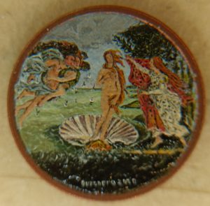 Della miniatura e del piccolo formato - Stefano Busonero: Copia della Nascita di Venere dipinta dentro li spazio di un centesimo di euro.
