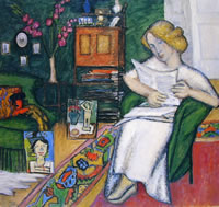 Gabriele Münter: Nella stanza (Donna in abito bianco), anno 1913, olio su tela, 88 x 100 cm., Collezione privata, Foresta Nera.