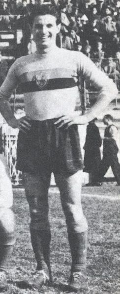 Cesare Benedetti nel 1943 con la maglia della Roma