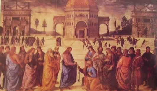 La consegna delle chiavi: Pietro Perugino, 1482, Cappella Sistina Roma