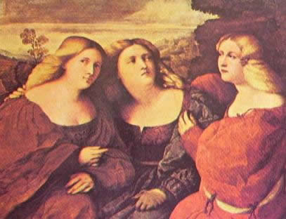 Le tre sorelle: Palma il Vecchio 1520 Dresda Gemaldegalerie