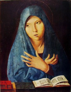 Antonello da Messina: Vergine annunziata, cm. 43 x 32, Bayerische Staatsgemäldesammlungen, Monaco.
