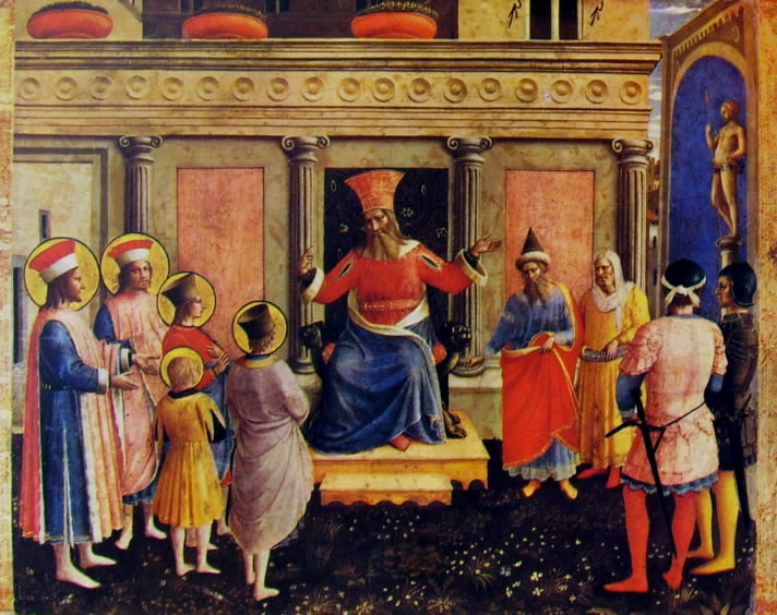 Beato Angelico: Pala di S. Marco - I Santi Cosma e Damiano davanti a Lisia