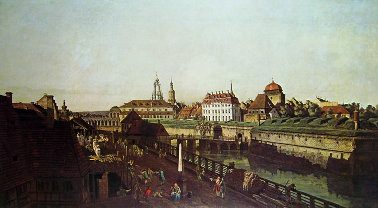 Bellotto: Dresda - L'antica cinta fortificata alla Porta d'Italia da sud ovest