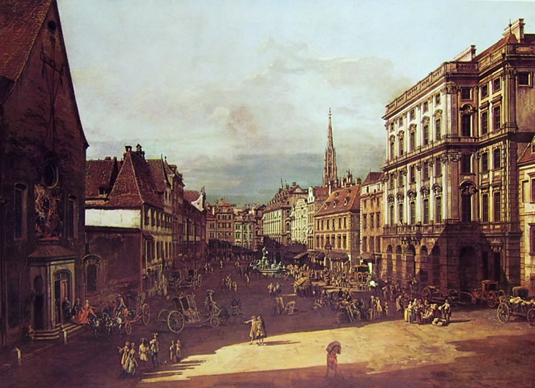 Bellotto: Vienna - la piazza del mercato della farina da sud ovest