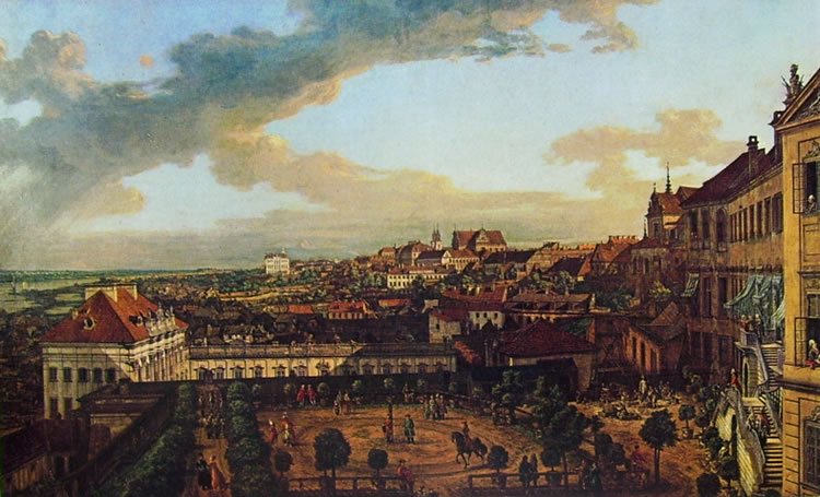 Bellotto: Varsavia - la città dalla loggia est del castello reale verso il sobborgo di Cracovia