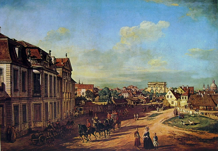 Bellotto: Varsavia - Palazzo Lubomirski e la porta di ferro da ovest