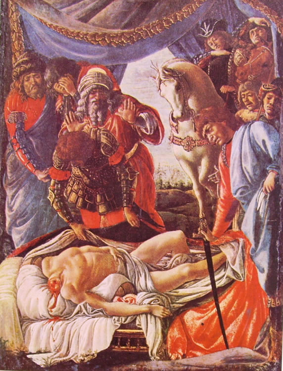 Il Botticelli: La scoperta del cadavere di Oloferne (Uffizi)