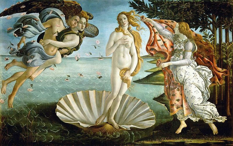 Il Botticelli: La nascita di Venere (Uffizi)
