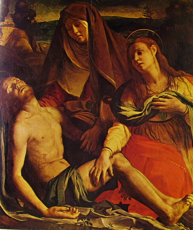 Il Bronzino: Cristo morto con la Madonna e Maddalena (Uffizi)