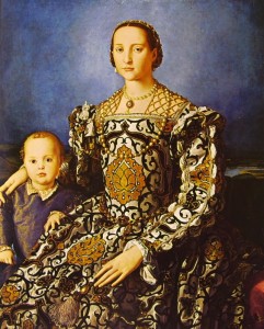 Bronzino: Ritratto di Eleonora da Toledo col figlio Giovanni, cm. 115 x 96, Uffizi, Firenze