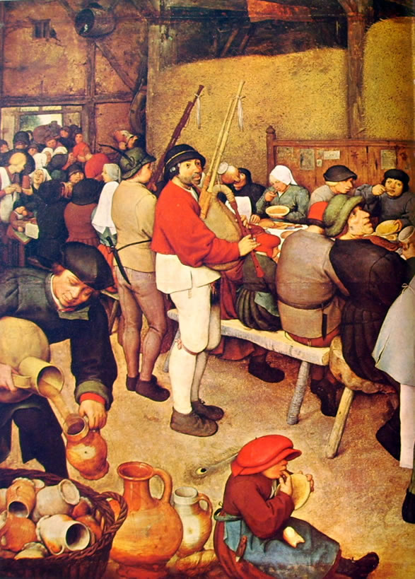 Bruegel: Particolare di sinistra del Banchetto nuziale