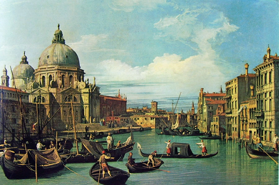 Il Canaletto: Ingresso al canal grande con la dogana e la chiesa della salute