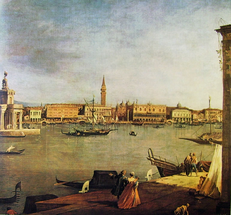 Il Canaletto: Il bacino di San Marco con la dogana dalla punta della Giudecca