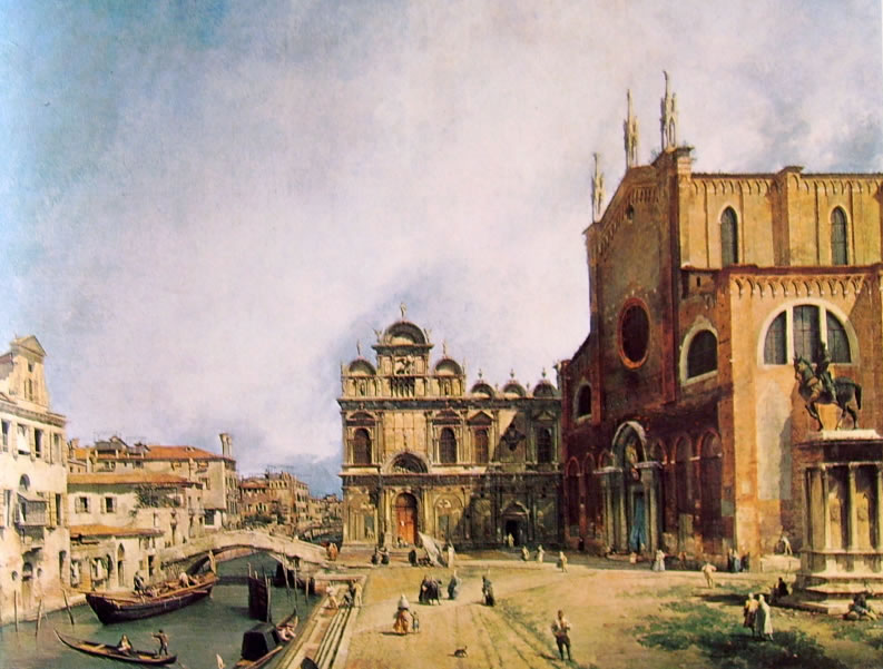 Il Canaletto: Chiesa dei santi Giovanni e Paolo con la scuola di San Marco