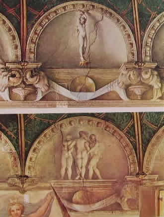 Particolare delle lunette negli affreschi della camera di San Paolo