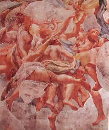 Correggio - Affreschi nel duomo: Particolare della cupola con gli angeli