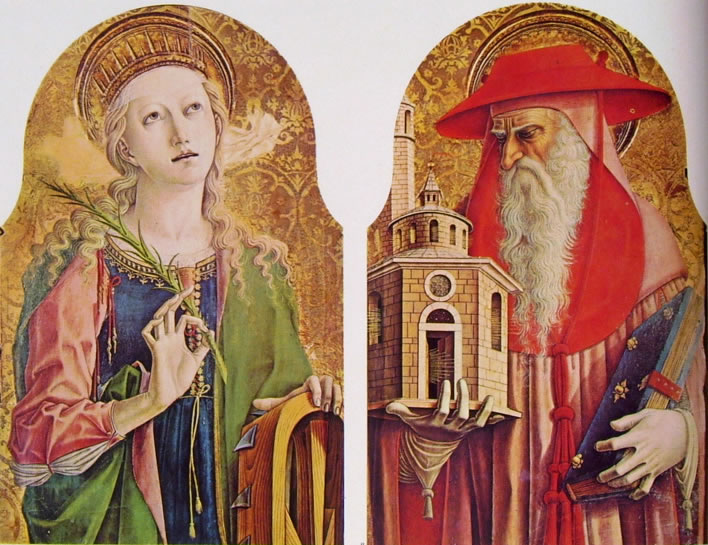 Carlo Crivelli: Polittico del duomo di Ascoli - Santa Caterina d'Alessandria e San Gerolamo