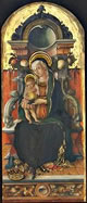 Madonna col Bambino in trono e donatore, 129,5 x 54,5 cm.