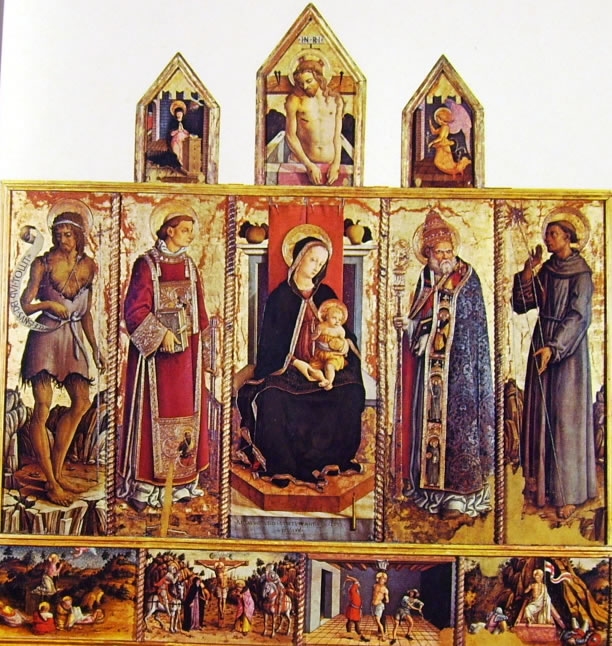 Crivelli: Polittico di Massa Fermana, cm. 110 x 190, Chiesa di San Silvestro, Massa Fermana