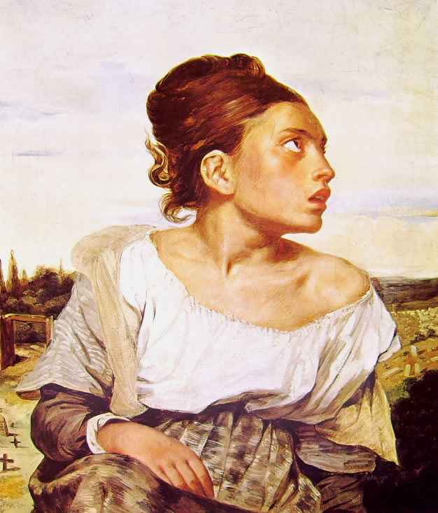 Eugène Delacroix: Orfanella in un cimitero