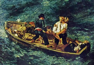 Delacroix: Canotto di Naufraghi, 36 x 57, Mosca Museo Pusc'Kin.