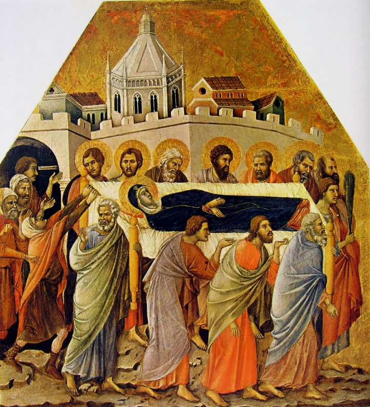 Duccio di Buoninsegna: Maestà - Coronamento (recto) - I funerali della Vergine (Museo dell'Opera)