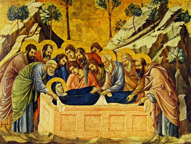 Duccio di Buoninsegna: Maestà - Coronamento (recto) - Il seppellimento della Vergine (Siena)