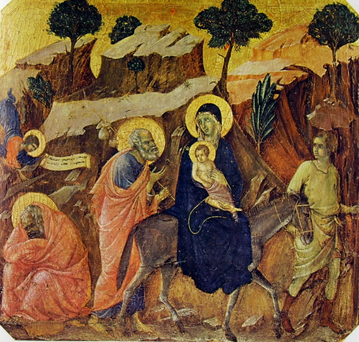 Duccio di Buoninsegna: Maestà - Predella (recto) - La fuga in Egitto (Museo dell'Opera del duomo)