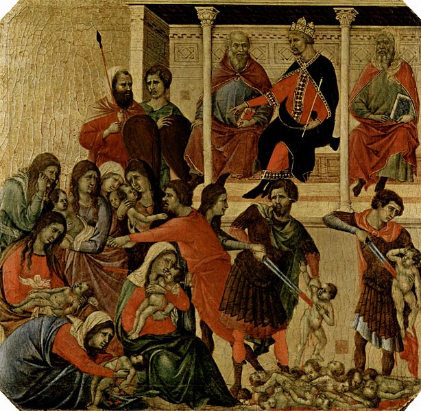 Duccio di Buoninsegna: Maestà - Predella (recto) - La strage degli innocenti (Museo dell'Opera)