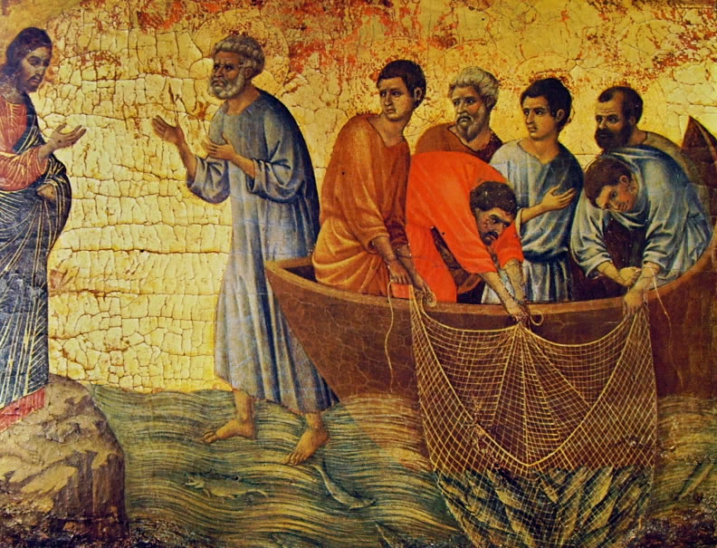 Duccio di Buoninsegna: Maestà - L'Apparizione di Cristo sul lago Tiberiade