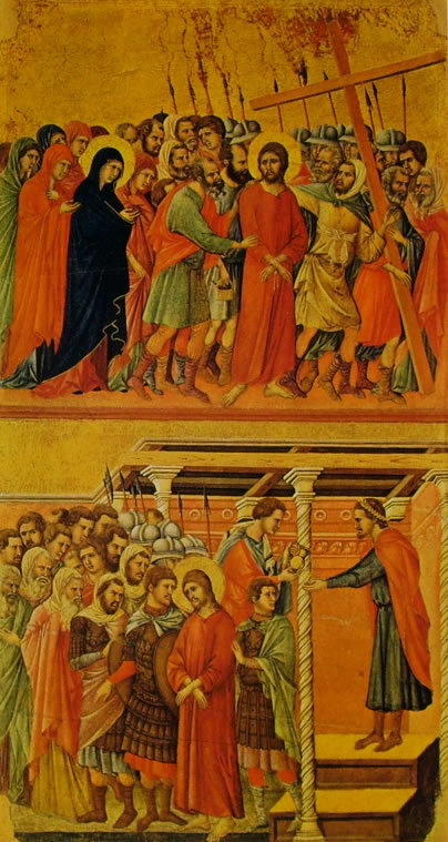 Duccio di Buoninsegna: Maestà - L'andata al Calvario e Pilato si lava le mani