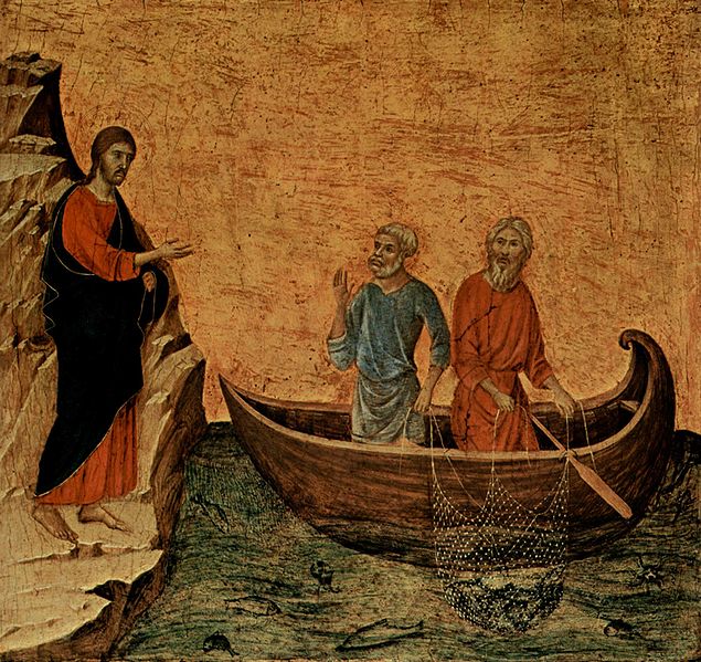 Duccio di Buoninsegna: Maestà - La vocazione di Pietro e Andrea