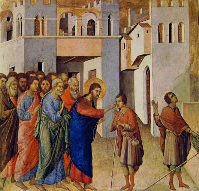 Duccio di Buoninsegna: Maestà - La guarigione del cieco (Londra)