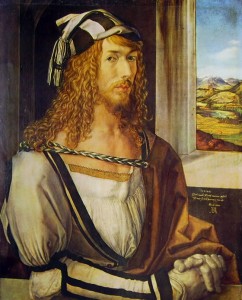 Durer: Autoritratto con i guanti, cm. 52 x 41, Prado, Madrid.