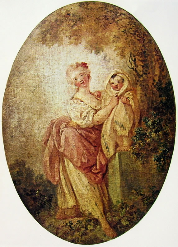 Jean-Honoré Fragonard: Donna reggente un bambino in piedi