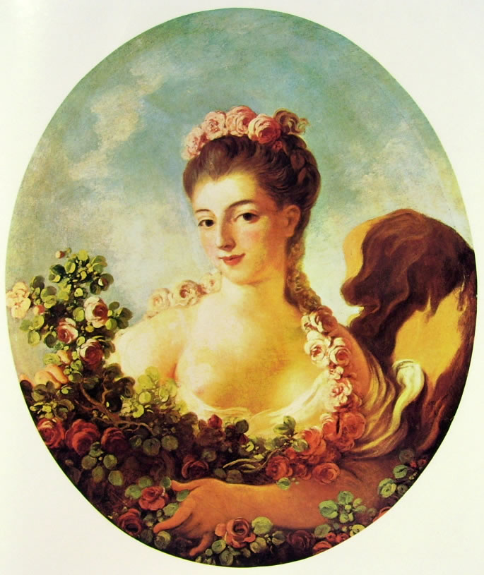 Jean-Honoré Fragonard: Adeline Colombe cinta di fiori