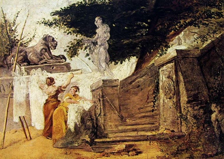 Jean-Honoré Fragonard: Lavandaie in un giardino patrizio