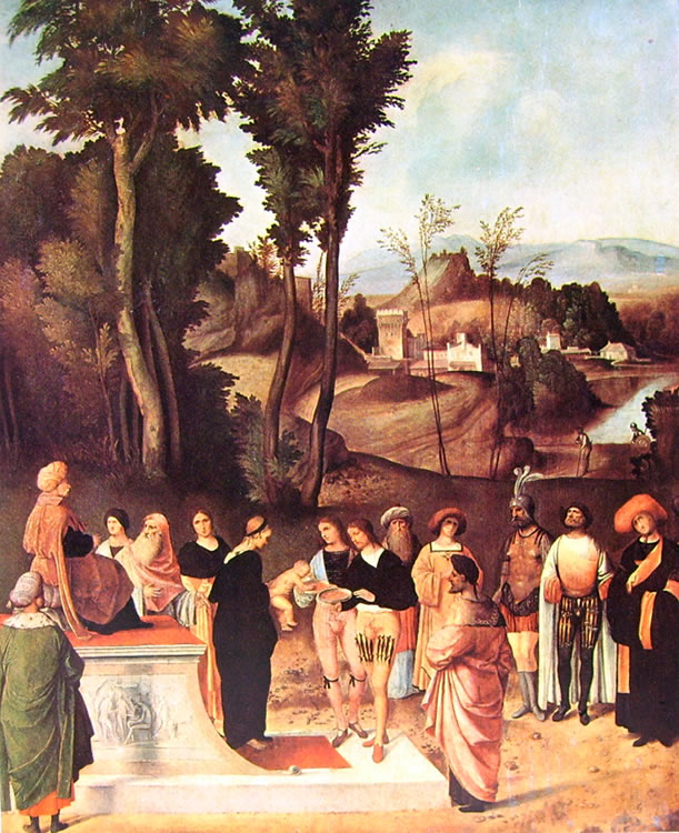 Giorgione: Mosè alla prova del fuoco (Uffizi)