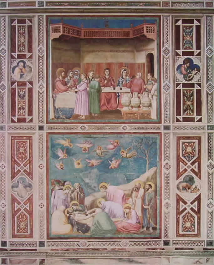 Giotto: Motivi ornamentali delle "Nozze di Cana" e del "Compianto su Cristo morto"