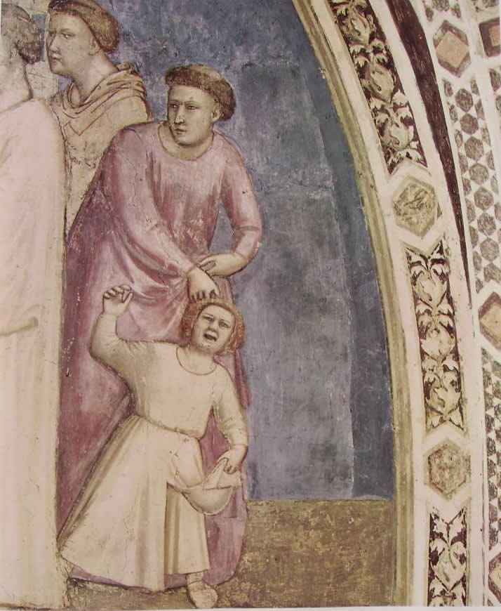 Giotto: Particolare della rinuncia degli averi (Cappella Bardi, Santa Croce, Firenze)