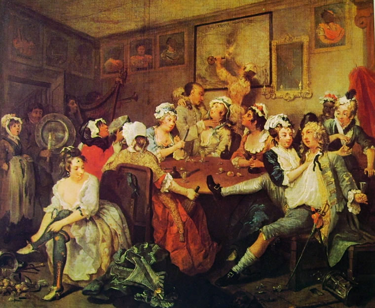 William Hogarth: La carriera del libertino - La taverna