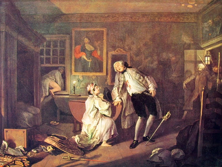 William Hogarth: Il matrimonio alla moda - La morte di lui