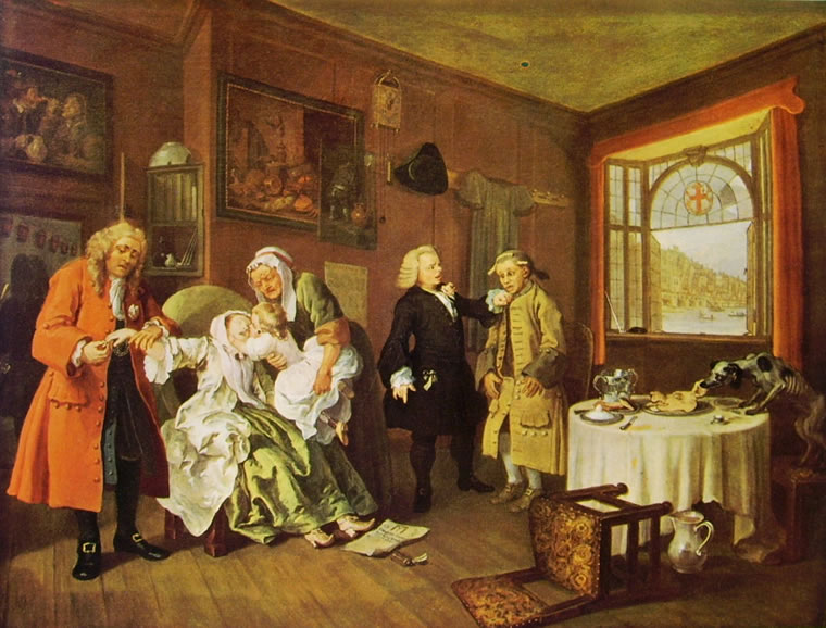 William Hogarth: Il matrimonio alla moda - La morte di lei