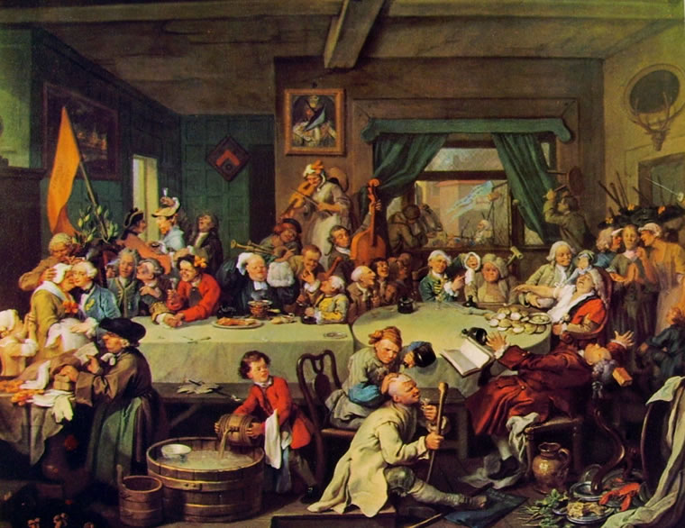 William Hogarth: La campagna elettorale - Il banchetto (Soane's Museum)