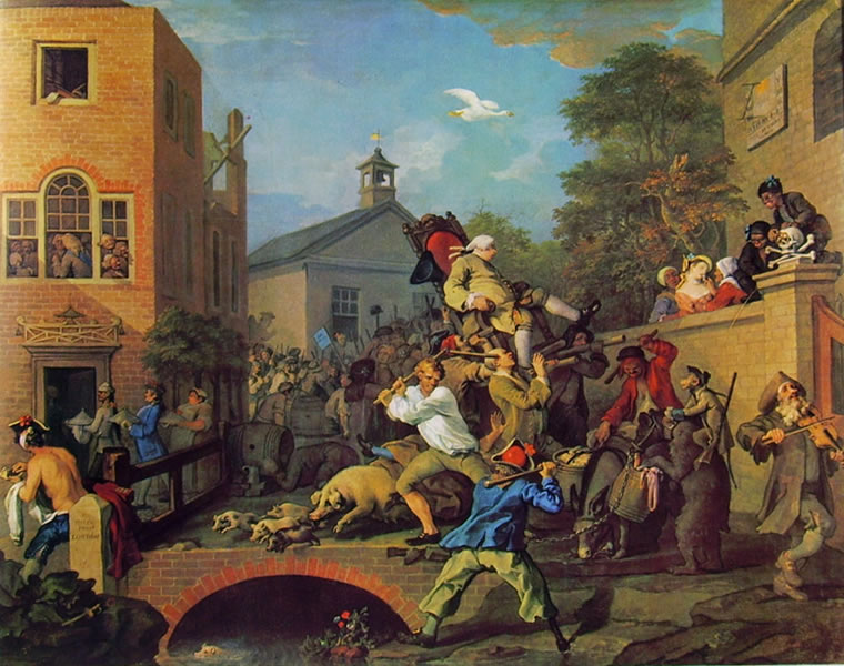 William Hogarth: La campagna elettorale - Il trionfo dell'eletto