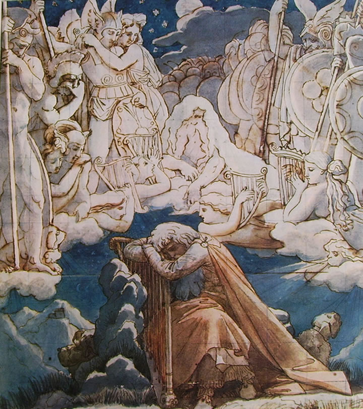 Jean-Auguste-Dominique Ingres: Il sogno di Ossian (acquerello) 