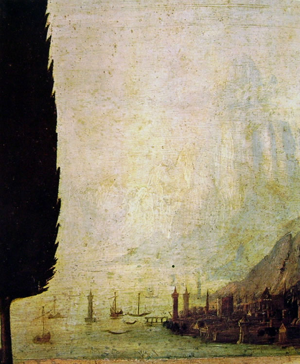 Leonardo da Vinci: L'annunciazione (particolare dello sfondo) 