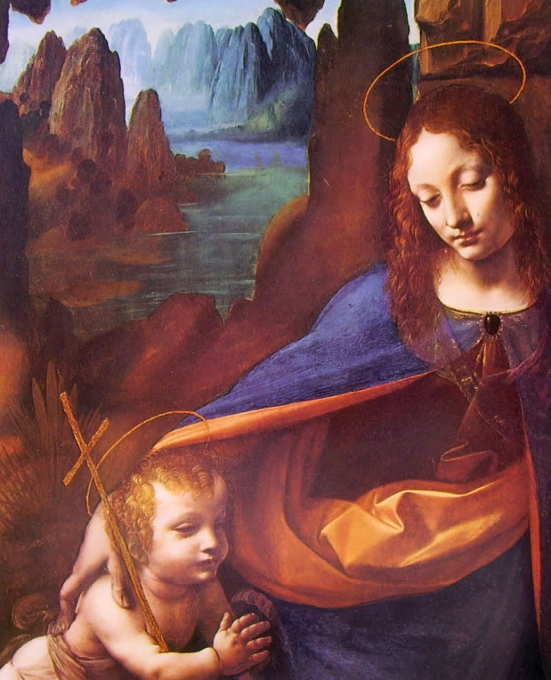 Leonardo da Vinci: La Vergine delle rocce (particolare)